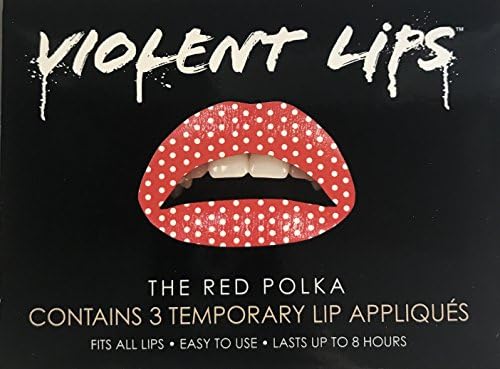 Violent Lips RED POLKA DOTS - Lot of (3) Packages of 3 Lip Tattoo Appliques Each, Total of 9 Appliques in RED POLKA DOTS
