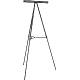 Amazon Basics High Boardroom Black Aluminum Flipchart Whiteboard and Display Easel Stand with Adjustable Height Telescope Tri