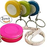 GoProver 3 Pack Retractable Tape Measure Double-Scale 60-Inch/150cm Double Sided Pocket Soft Cloth Measuring Tape Weight Loss Medical Body Measurement Sewing Tailor Craft Vinyl Ruler with Keychain