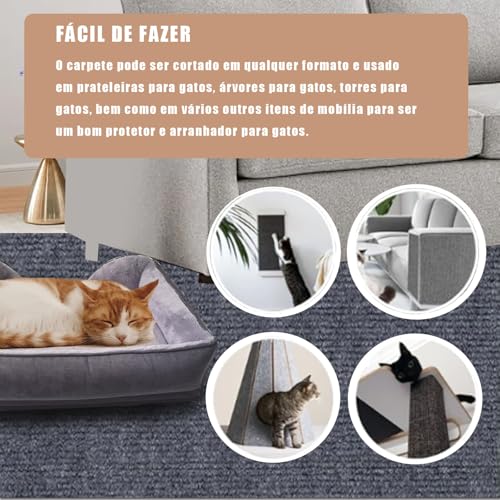 Protetor de Sofa Gato, Tapete Antiarranhão Para Gatos, Protetor de Móveis Autoadesivo Para Gatos, 200 x 40 cm, Cinza