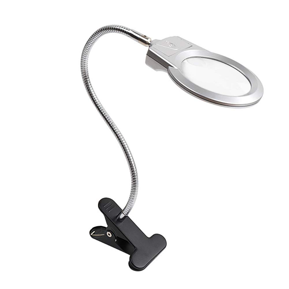 LED-illuminated Magnifier Microscope/Magnifying, Glass Clip-on Desk Metal Hose Magnifier for 5D Diamond Painting and Cross Stitch Tool