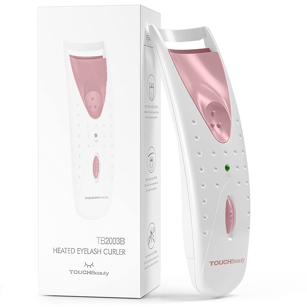 TOUCHBeauty Heated Eyelash Curler Electric Eyelash Curler with Silicone Heating Pad,Long-Lasting Eyelash Makeup Tool for Women AG-2003AP (Pink)