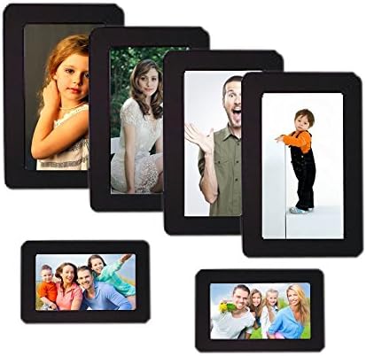 NovoGifts 5" x 7" &amp; 3.5"x5" Magnetic Picture Frame Collage For Refrigerator 6PCS for One Set Black