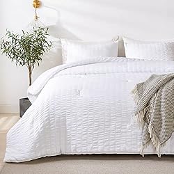 Andency King Size Comforter Set White, 3 Pieces