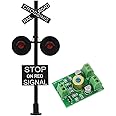 JTD877RP 1 Set HO Scale Railroad Train/Track Crossing Sign 2 Heads LED Made + Circuit Board Flasher-Flashing Red Train Stop Signal Lights Decoration and Party