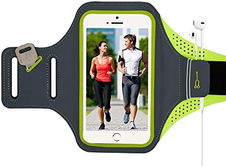 iPhone 7 Plus Sports Armband for iPhone 7 Plus 6s Plus 6 Plus,Fingerprint Touch Supported Gym Running Workout/Exercise Arm Band Case Build in Key + Headphone +Card/Cash Green
