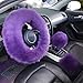 Yontree Fashion Fluffy Steering Wheel Covers for Women/Girls/Ladies Australia Pure Wool 15 Inch1 Set 3 Pcs (Purple)