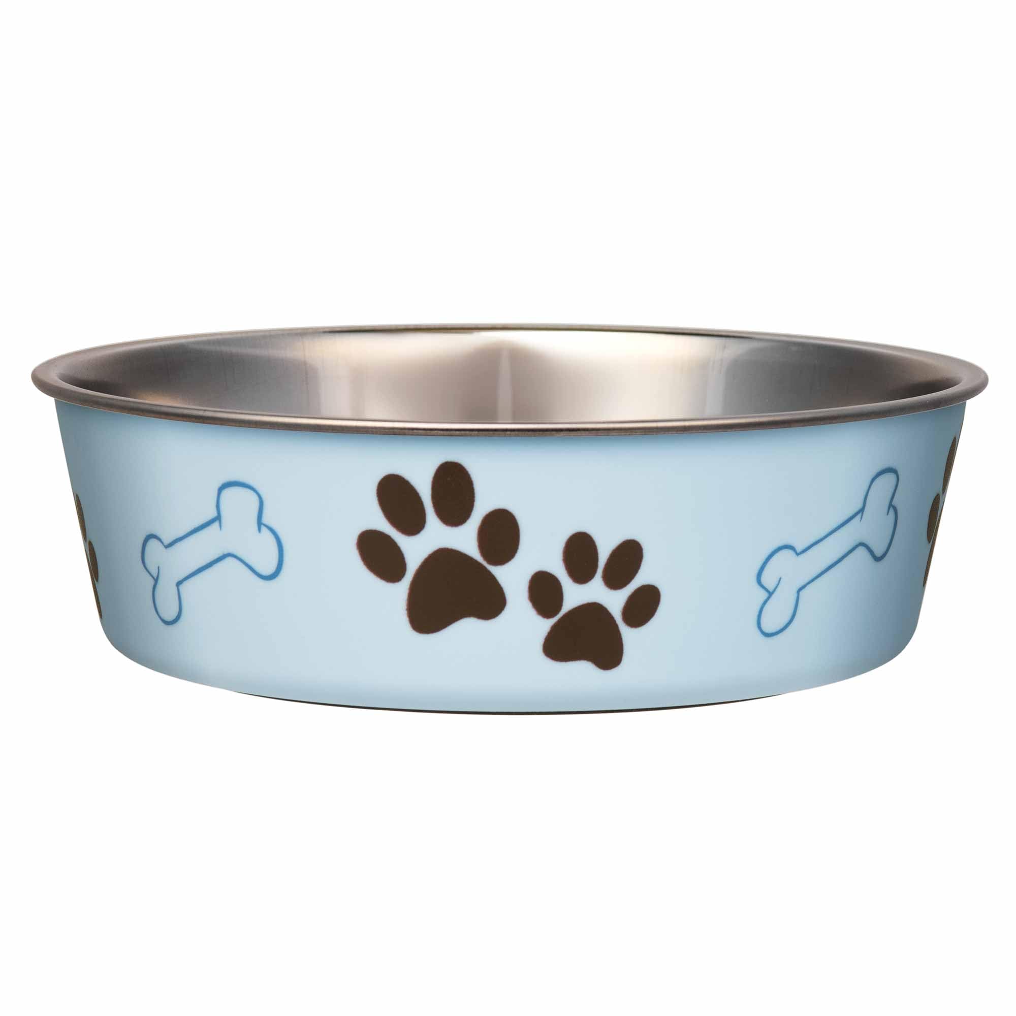 Loving Pets Stainless Steel Bella Dog Bowl Non-Slip Dishwasher Safe & Bacteria Resistant Metallic Pet Dish - Murano Blue - Large (1.5 Litre)