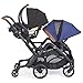 Contours Curve Tandem Double Stroller for Infants, Toddlers or Twins - 360° Turning, Multiple Seating Options, Indigo Blue