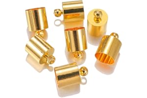 AGCFABS 50pcs/lot 3 4 5 6 7 8 9 10mm End Tip Cap Fit for Tassel Leather Cord End Crimp Caps Beads Caps Supplies for DIY Bracelet Jewelry Making 7 Colors (Gold, 4mm*9mm(0.16inch*0.35inch)-50pcs)