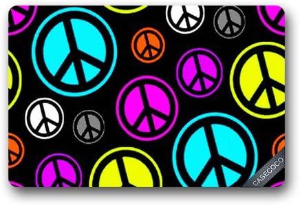 Custom Peace Sign Tie Dye Doormat Cover Rug Outdoor Indoor Floor Mats Non-Slip Machine Washable Decor Bathroom Mats