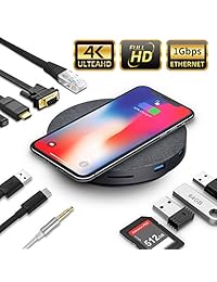 2019 Version USB C Hub with Wireless Charger and Fan, 11 in 1 USB C Adapter with Ethernet, 4K USB C to HDMI, VGA, 3 USB3.0 PD, SD TF Card Reader, Audio Mic, for MacBook Pro and Other Type C Laptops