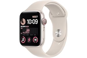 Apple Watch SE (2nd Gen) (GPS + Cellular, 40mm) - Starlight Aluminum Case with Starlight Sport Band, S/M (Renewed)