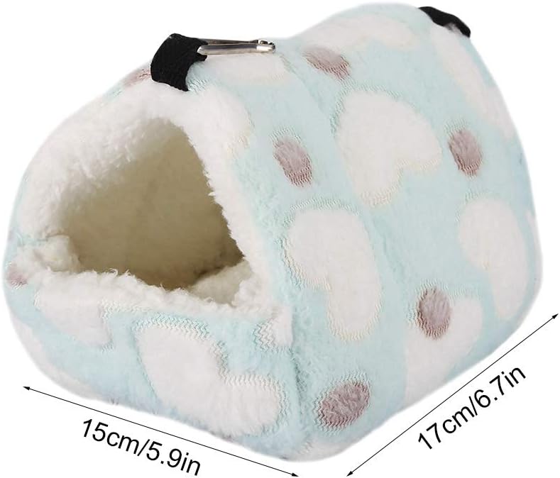 Duokon Rat Hamster House Bed Winter Warm Small Pet Squirrel Hedgehog Chinchilla Rabbit Guinea House Cage Nest (17 * 15-Blue) - Image 5