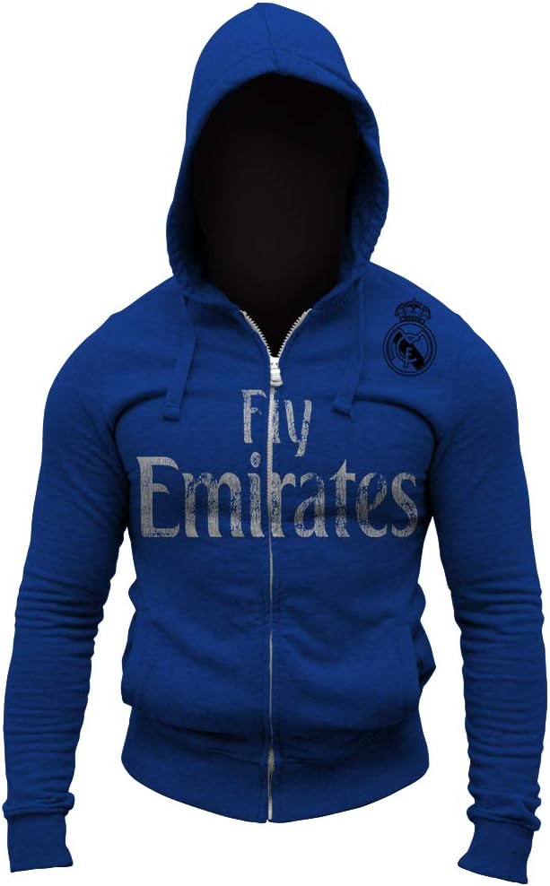 Real Madrid Fly Emirates Shoulder Logo Soccer Full Zip-Up Hoodie Jumper