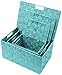 Sorbus Set of 3 Hand-Woven Storage Baskets with Lids – Decorative Wicker Organizers for Home, Closet, or Shelves (Aqua)