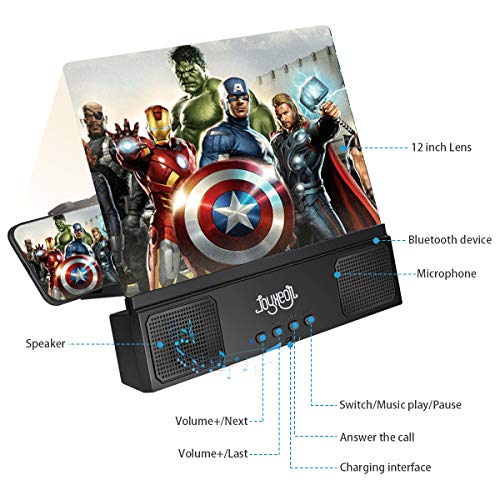 12-Phone-Screen-Magnifier-with-Bluetooth-Speaker-Gooseneck-Stand-JOYXEON-3D-Phone-Screen-Enlarger-Amplifier-Projector-Magnifing-Screen-Enlarger-Compatible-with-iPhone-and-Android-All-Smartphones