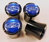 Ford Oval Black Tire Air Valve Stem Caps 4pc