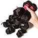 YIROO 9A Brazilian Loose Wave Virgin Human Hair Bundles,100% Unprocessed Human Hair Extensions Weave Natural Color (16 18 20inch, 1B)