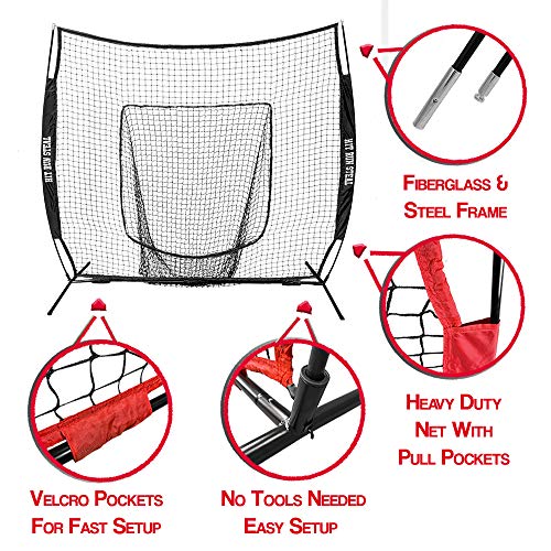 Hit Run Steal Heavy Duty Softball & Baseball Net with Carrying Bag
