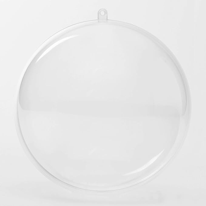Craftmill 16cm Clear Plastic Ball Bauble Pack of 1 fillable, 2Part