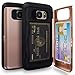 TORU CX PRO Compatible with Samsung Galaxy S7 Case - Protective Dual Layer Wallet with Hidden Card Holder + ID Card Slot Hard Cover & Mirror - Rose Gold