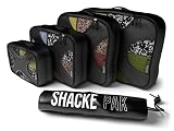 Shacke Pak - 5 Set Packing Cubes - Travel Organizers with Laundry Bag (Black)