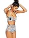 Walant Women's Halter Geometric Print High Waisted Swimsuit Bathing Suits Bikini,Style 1,X-Large