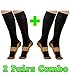 HealthyNees 2 Pairs Combo Copper Infused Compression Socks Helps Reduce Swelling Pain Traveling Anti-Fatigue Feet Support (L/XL)