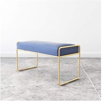 Amazon Com Ycsd Nordic Wrought Iron Vanity Stool Square Footstool Foyer Shoe Bench Bedroom Bed End Stool 45cm High Color Blue Size 90cm Furniture Decor