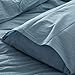 FACE TWO FACE Bedding Duvet Cover Set 3 Pieces 100% Washed Cotton Duvet Cover Linen Like Textured Breathable Durable Soft Comfy (King, Light Blue)