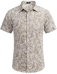 COOFANDY Mens Casual Button Down Shirts Linen Beach