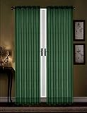 Awad Home Fashion 2 Panels Solid Hunter Green Sheer Voile Window Curtain Treatment Drapes 55