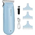 SWEETLF Hair Clippers, Silent Cordless Hair Trimmer, Mini Hair Cutting Kit with 3 Guide Combs, Portable & USB Rechargeable Haircut Clippers for Men Women Kids (Blue)
