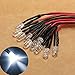 OriGlam 10pcs White LED Light Pre-Wired 5mm Round Top Bulb Lamp 12V 7.8in Prewired For DIY Car Boat Parties