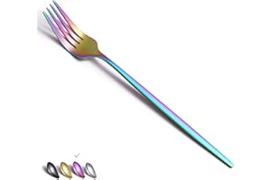 Matt Rainbow Dinner Forks 6 Piece, Stainless Steel 8.4'' Forks Silverware Set, Dessert Forks, Table Forks, Salad Forks for Ho