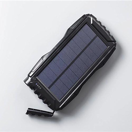 HENRYTECH 25000mAh Solar Charger Waterproof Portable Solar Power Bank with USB Dual Input Port Phone Charger for Outdoors, with Strong LED Light, for iPad iPhone Android Cellphones (Black)