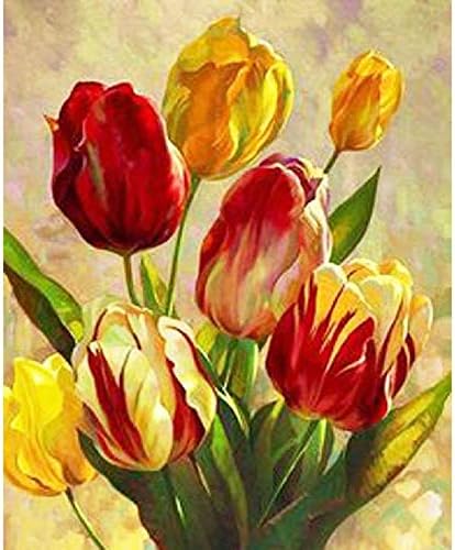TINMI ARTS 5D Diamond Painting Kits for Adults Full Round Drills Mosaic Cross Stitch Kits Embroidery Kits Home Wall Decor[14"x 12" Multiple Tulips]