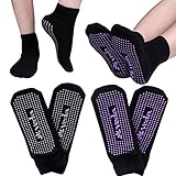 Veda Yoga & Pilates Socks for Women (2 Pairs) Non-Slip, Non-Skid Silicone Traction Grip