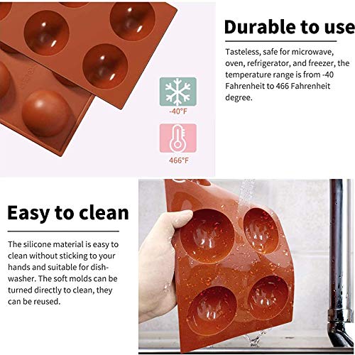 Silicone Mold,Semi Sphere Baking Cake Silicone Mold,Large 6 Holes Semi Sphere Chocolate Mold for Making Hot Chocolate Bomb, Cake, Jelly, Pudding,Dome Mousse (Large, 2pcs)