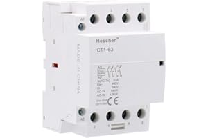 Heschen Household AC Contactor CT1-63 4 Pole Four Normally Open 220V/240V Coil Voltage 35 mm DIN Rail Mount