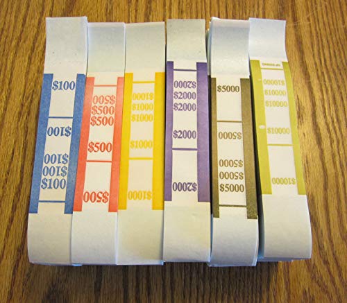 Self Sealing Currency Straps Money Bill 6 Colors 600 Pieces