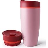 Colnic 16oz Insulated Coffee Tumbler Ceramic Lined Travel Coffee Mug | Nail-Friendly Push Button,Detachable Lid,Fit Cupholder,Ceramic Lined Iced Coffee Cup,Vacuum Insulated Stainless Steel Tumbler