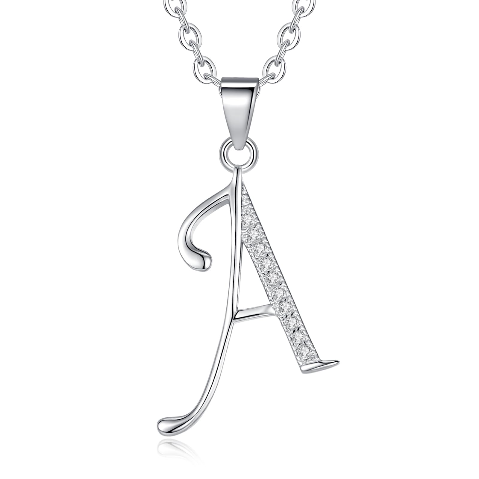 VIKI LYNN Initial Pendant A 925 Sterling Silver Letter Necklace with Cubic Zirconia Personalised Gifts for Women Ladies