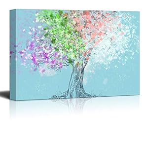 Wall26-Canvas Wall Art-Color Tree Oil Painting for Living Room-Giclee Painting Wall Bedroom Living House Decoration Home Art - 12x18 inches