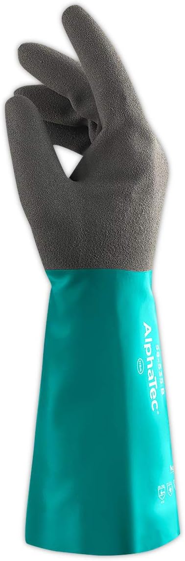 Ansell Gloves 123822 Alphatec Fully CTD Gauntlet Cuff Nitrile Glove, Green, 10