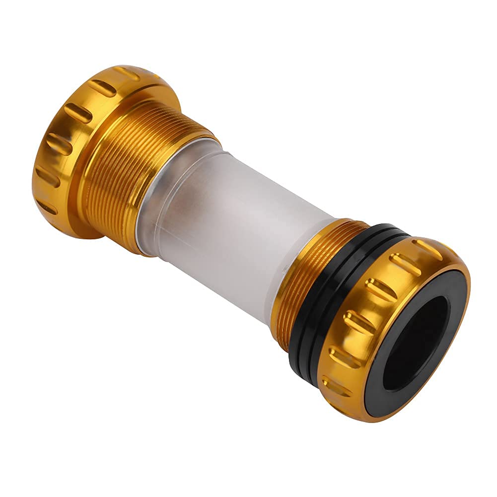 Demeras Crankset Bearing, Mountain Bike Bottom Bracket Aluminum Alloy Integrative Bike Chain Wheel Thread Bottom Bracket Shell 68-73mm(Gold)