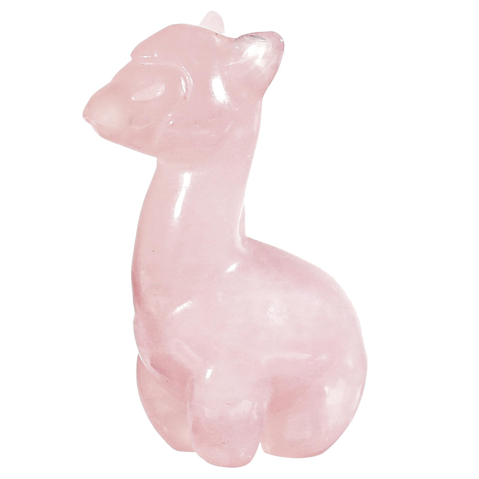 Nupuyai Rose Quartz Crystal Stone Sheep Alpaca Statue, Carved Animal Figure Stones Pocket Figurine Ornament Good Luck Home Office Decor