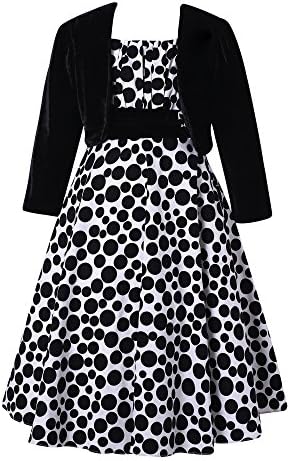 Richie House Girls' Long Style Polka Dot Dress with Cape RH1508-B-5/6