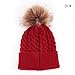 oenbopo Baby Winter Warm Knit Hat Infant Toddler Kid Crochet Fur Hairball Beanie Cap Red